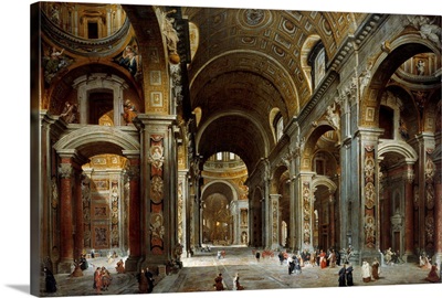 Melchior de Polignac visiting St. Peter's Basilica in Rome by Giovanni Paolo Pannini