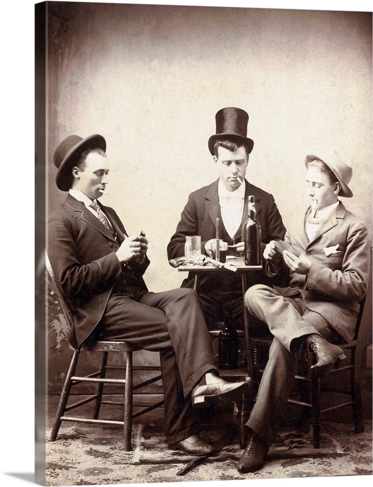 Card players in typical game, nineties setting.