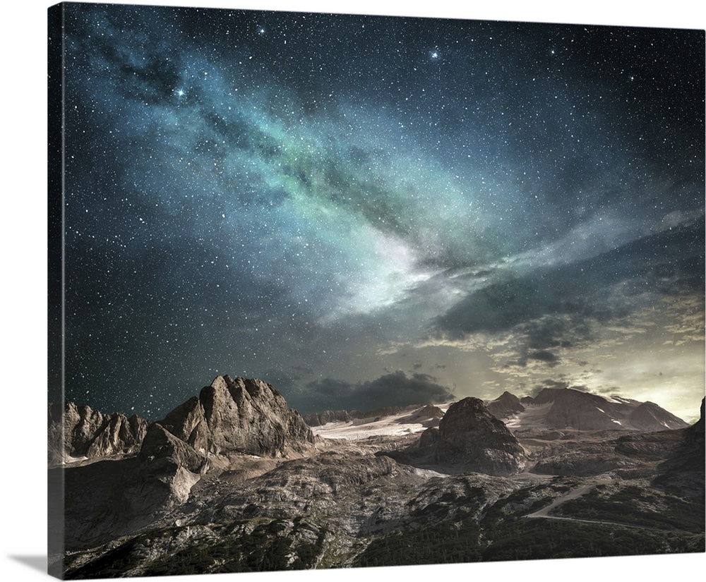 Milky Way At Dawn In A Mountain Landscape