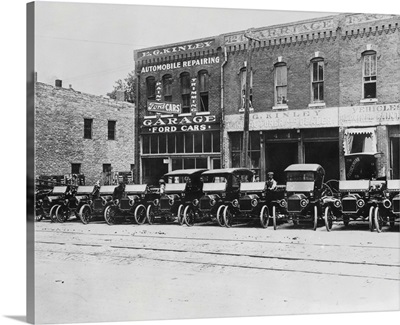 Model T's In Front Of Ford Motor Car Sales Office, Topeka, Kansas