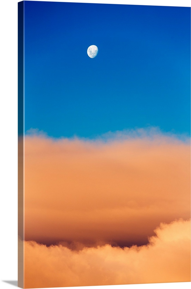 Antarctica, Livingstone Island, Moon rises above clouds in South Shetland Islands