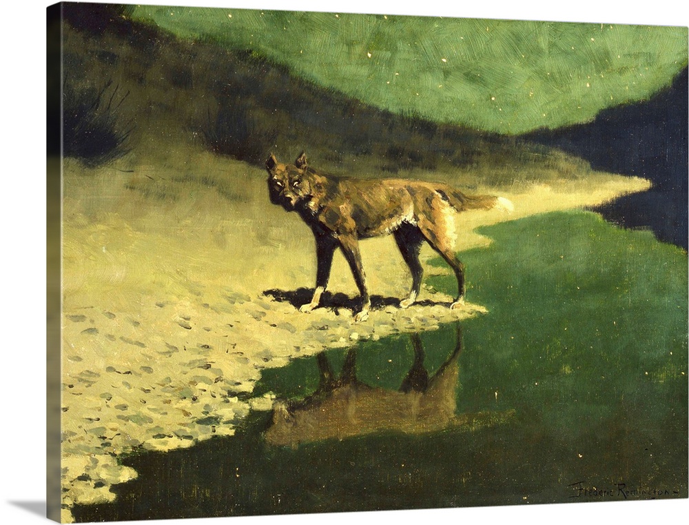 Frederic Remington (American, 18611909), Moonlight, Wolf, c. 1909, oil on canvas, 50.9  66 cm (20.1  26 in), Addison Galle...
