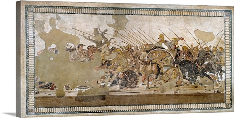 EPIC BATTLE OF ALEXANDER THE GREAT VS DARIUS PAINTING WAR ART REAL CANVAS  PRINT