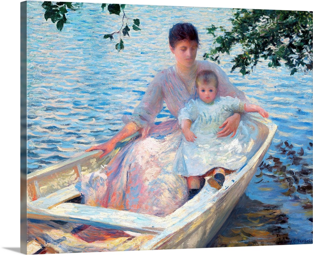 Edmund Charles Tarbell (American, 1862-1938), Mother and Child in a Boat, 1892, oil on canvas, 76.5 x 88.9 cm (30.1 x 35 i...