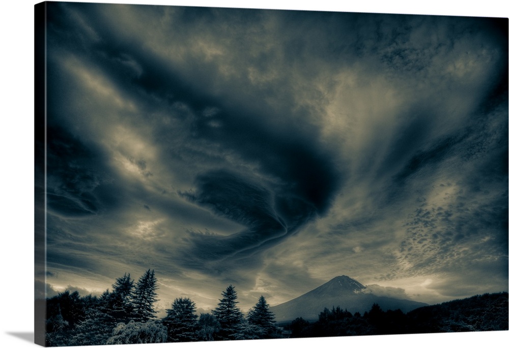 Mount Fuji with incoming storm.