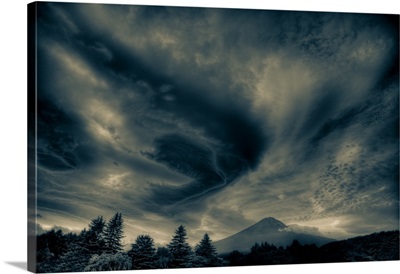 Mount Fuji with storm