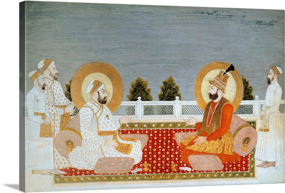 Muhammad Shah (1702-1748), Indian emperor, and Nader (Nadir) Shah (1688-1747), shah of Iran. Miniature painting by an unkn...