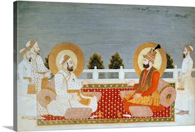 Mughal school miniature painting of Muhammad Shah and Nader Shah