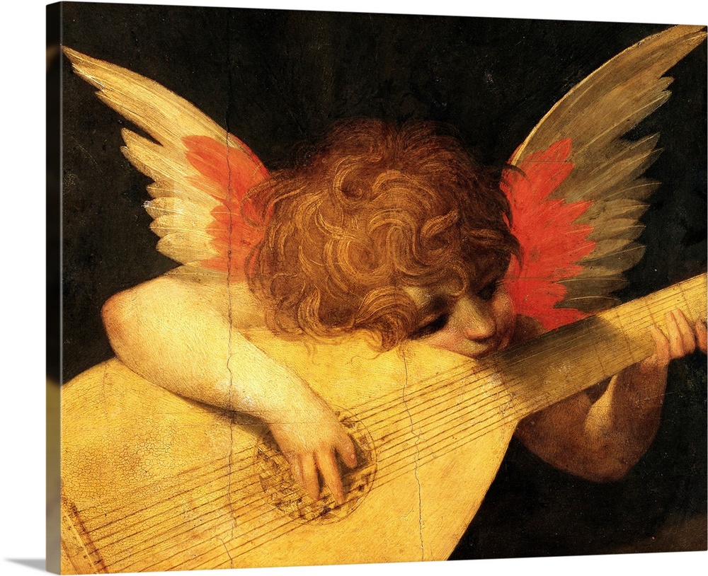 Musical Angel or Angel Musician. Circa 1522. Tempera on panel. 39 x 47 cm (15.3 x 18.5 in). Galleria degli Uffizi, Florenc...