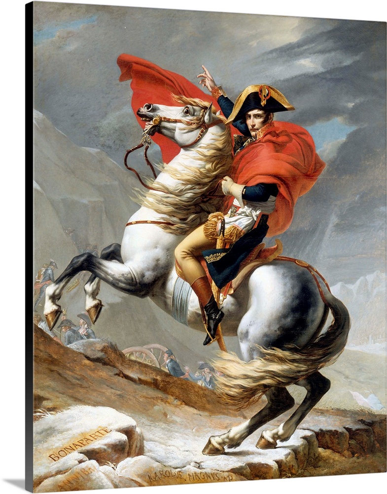 Napoleon Crossing the Saint-Bernard Pass, 20 May 1800. 1801-1802. Oil on canvas. 232 x 271 cm (91.3 x 106.7 in). Musee de ...