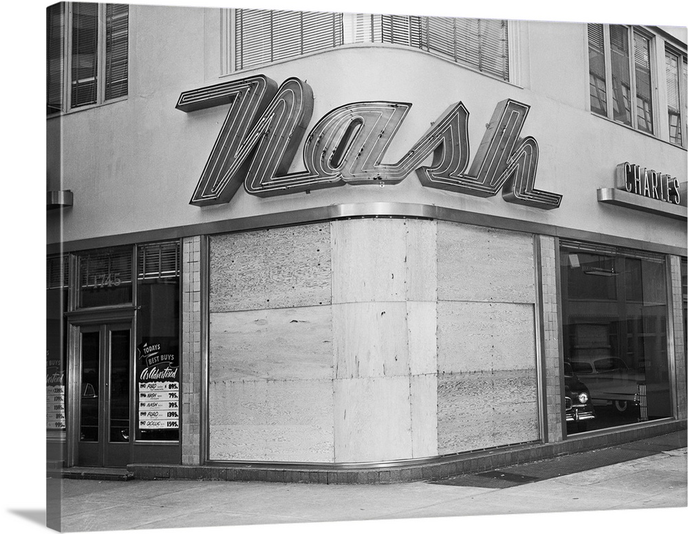 Nash Auto Dealership with Boarded-up Window