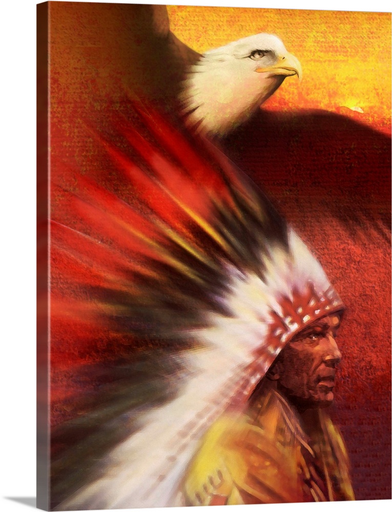Native American man with Bald Eagle