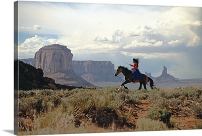 Navajo Girl on Horse