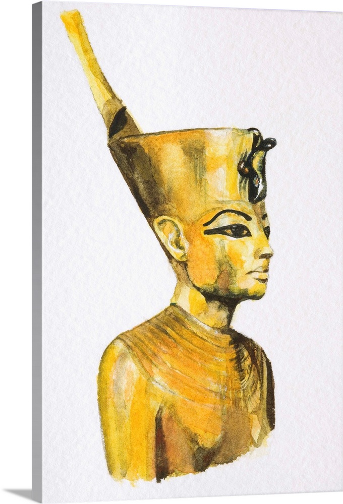 Nebkheperure Tutankhamun, gold bust of Egyptian pharaoh, Eighteenth dynasty (ruled 1333 BC - 1324 BC)