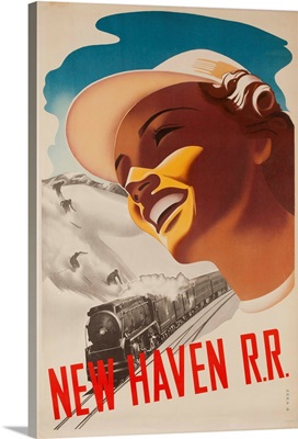 New Haven Rail Road Ski Travel Poster Snow Train