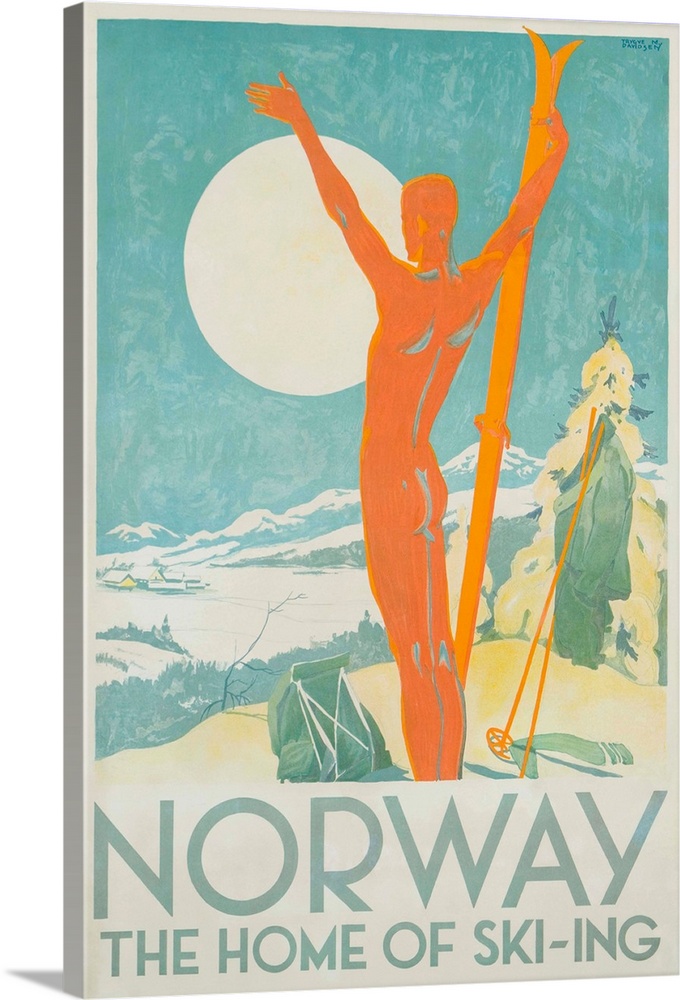 ca. 1934 --- Norway, The Home of Skiing Poster by Trygve Davidsen --- Image by .. David Pollack/K.J. Historical/Corbis