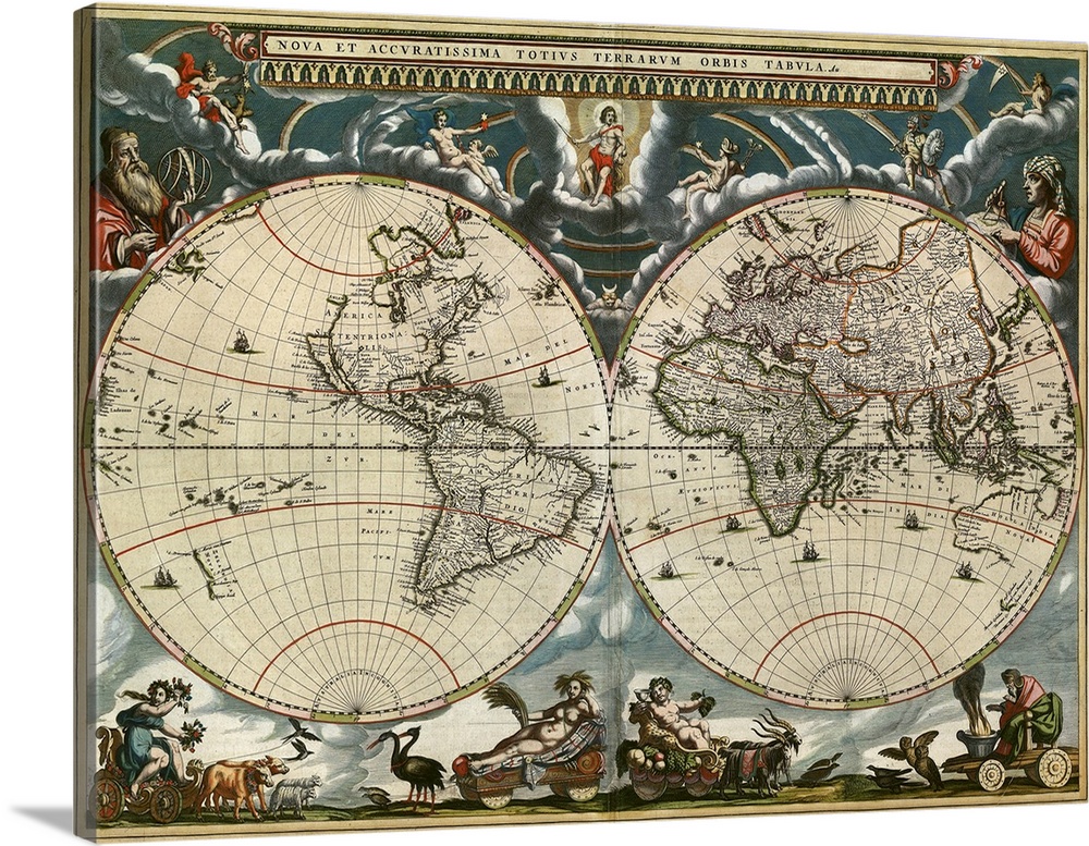 World map by Jan Bleau, circa 1664.