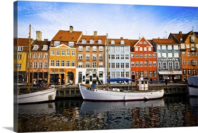 Nyhavn Canal with a colorful harbour of Copenhagen, Denmark