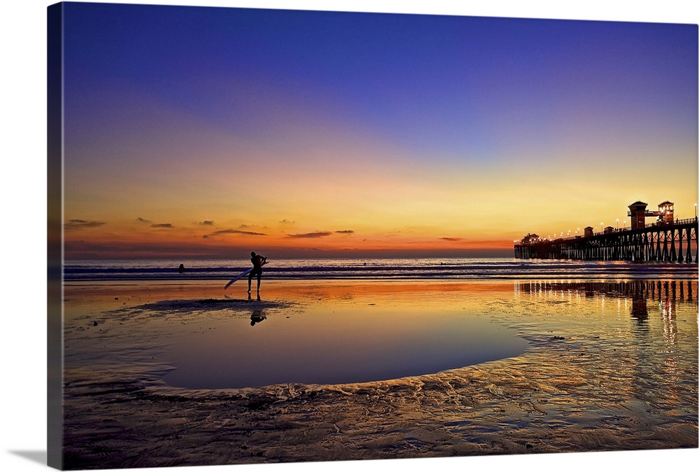 Oceanside pier at sunset, Oceanside, California Solid-Faced Canvas Print
