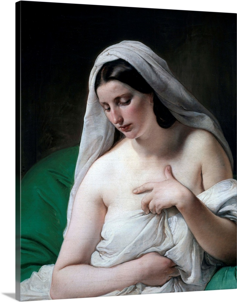 Odalisque (Odalisca), by Francesco Hayez, 1839, 19th Century. Oil on canvas. 80 x 64 cm. Pinacoteca di Brera, Milan, Italy
