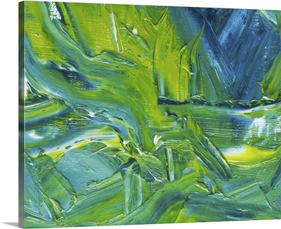 Oil Painting in Green, Blue and White Colors, Front View