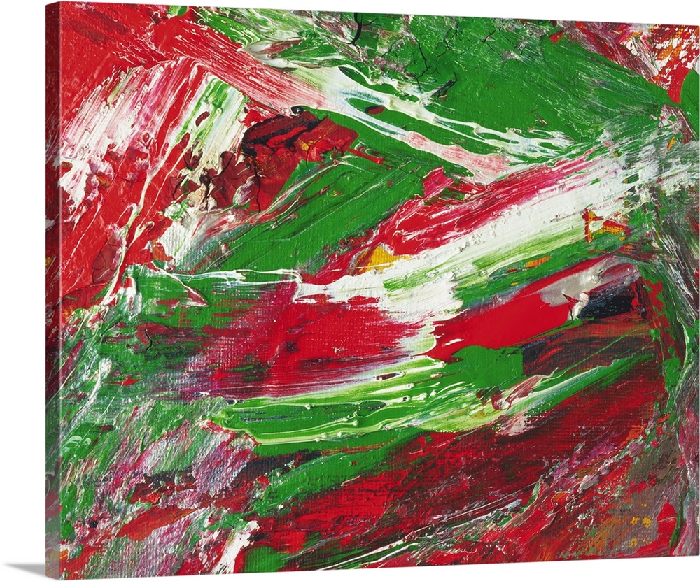 Oil Painting in Red, Green and White Colors, Front View