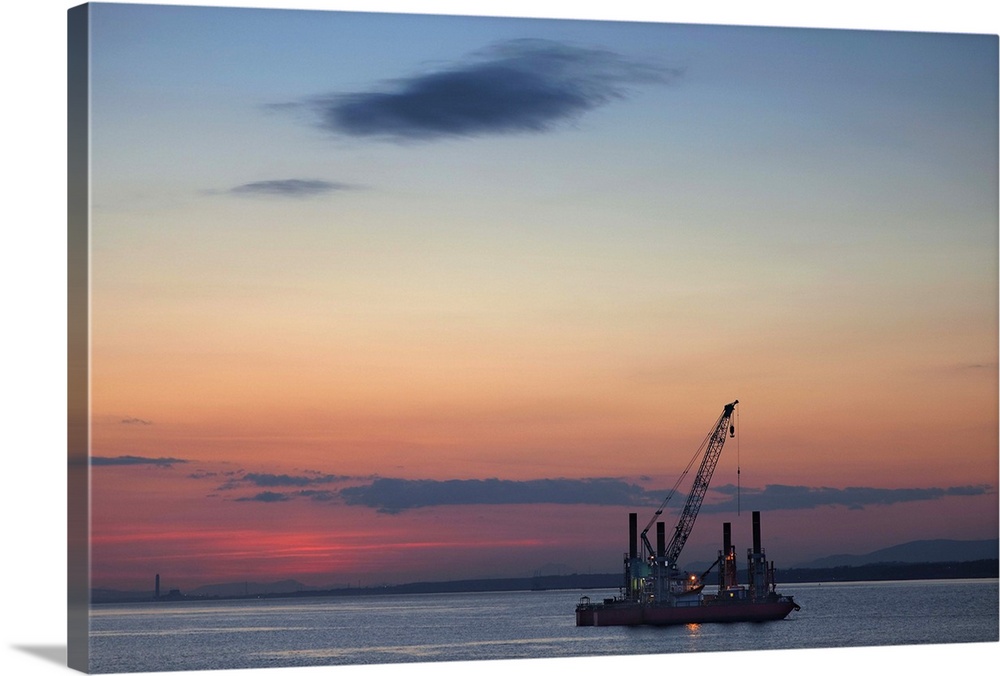 An oil platform taken in  Forth Estuary near Edinburgh just after sunset.