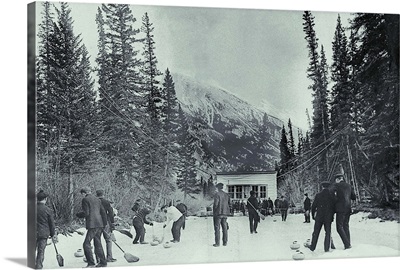 Old photograph of curling competition