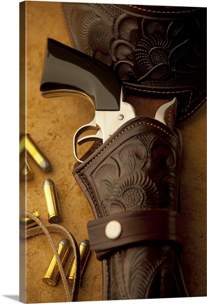 Old western-style revolver in a holster
