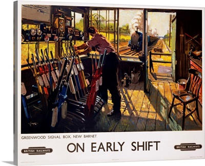 On Early Shift Railroad Advertisement Poster By Terence Tenison Cuneo