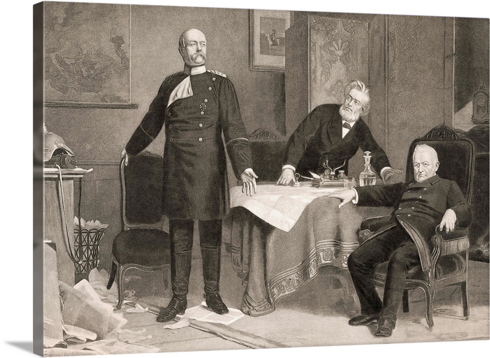 Bismarck, Thiers, and Jules Faure discussing the surrender of Paris to the Germans.