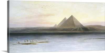Painting of Egyptian pyramids by Edward Lear