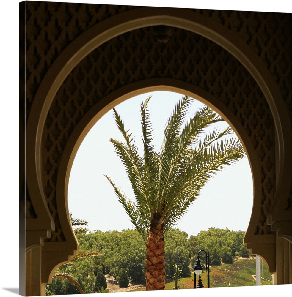 Arch, Arch way, Moroccan Culture, travel destinations, Palm tree, Ornate, Architecture, frame, tree