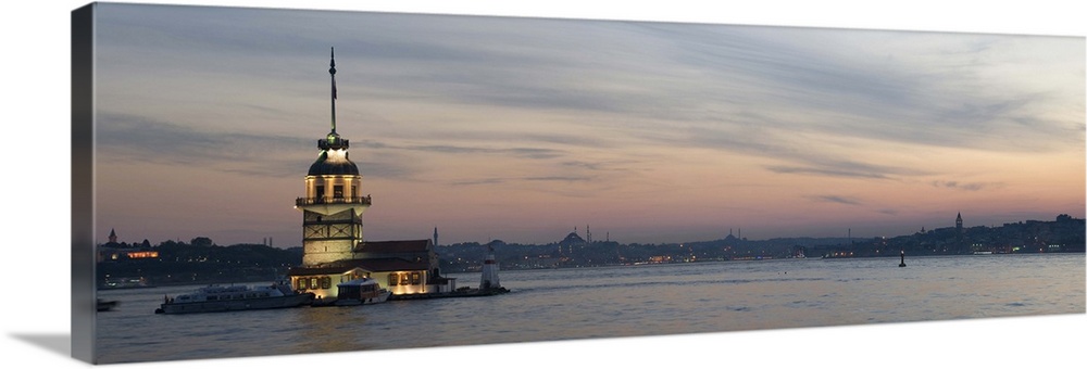 Panoramic view of Istanbul Bosporus and Maiden Tower