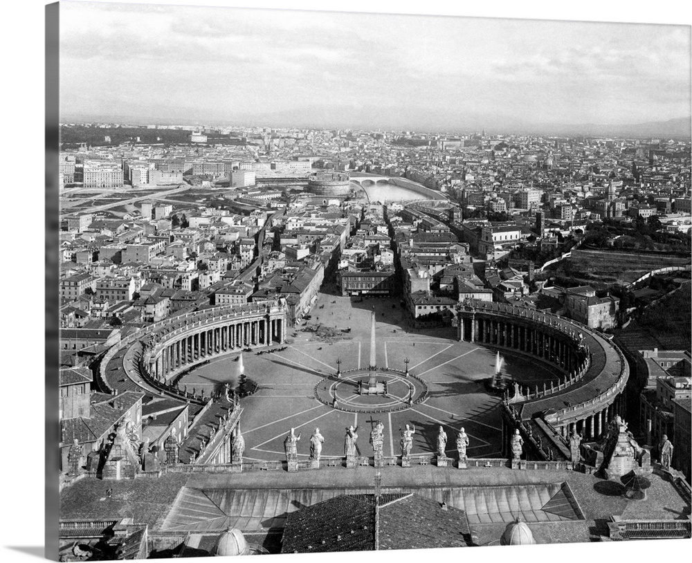 Rome, Italy: Photo shows a panoramic aerial view of the city of Rome from the Cupola of Saint Pietro. Ca. 1890s.