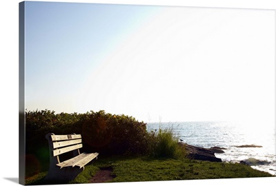 Park bench overlooking Atlantic Ocean