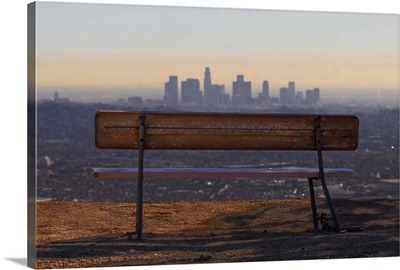 Park Bench Overlooking Downtown L.A. Skyline