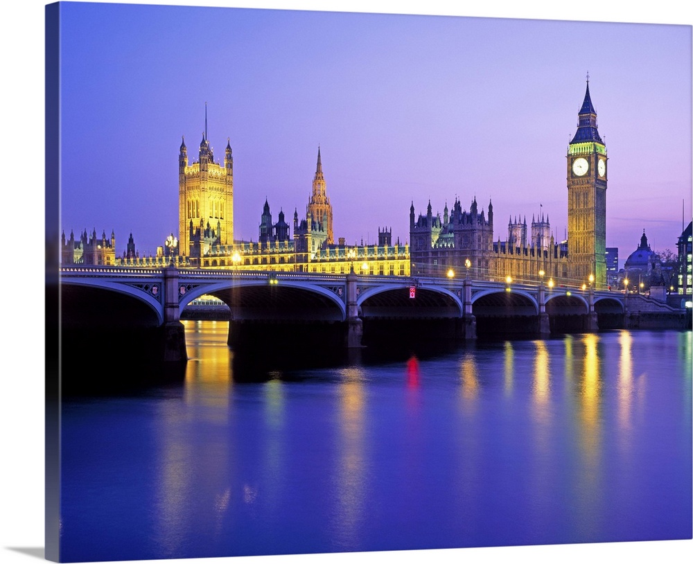 Houses of Parliament and Big Ben with Westminster Bridge. London, UK