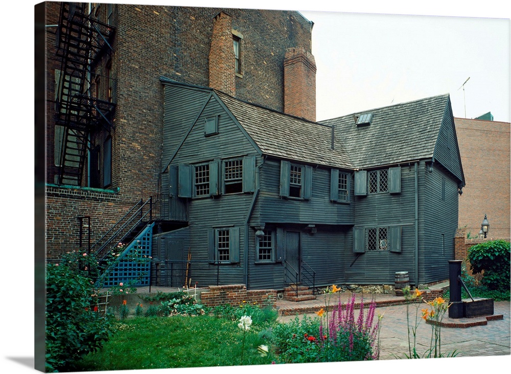 Rear elevation of the historic Paul Revere House, located at 19 North Square, Boston, seen facing west, photographed by Wa...