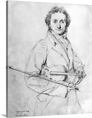 Pencil Sketch of Niccolo Paganini by Jean Auguste Dominique Ingres