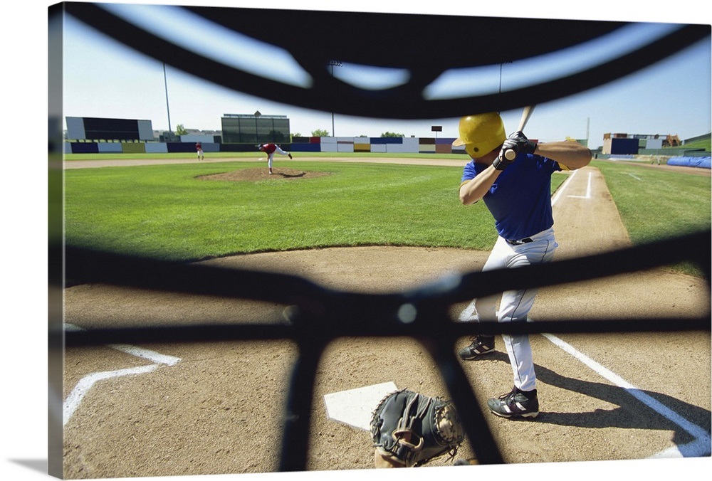 Perspective of a Baseball Catcher Wall Art, Canvas Prints, Framed