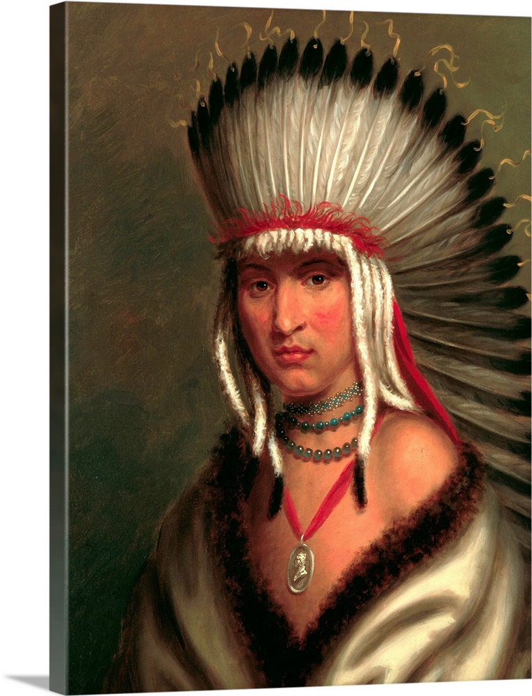 Petalesharo (Generous Chief) a chief of the Pawnee tribe. Painting from circa 1822, oil on panel, 44.4 x 35.1 cm (17.48 x ...