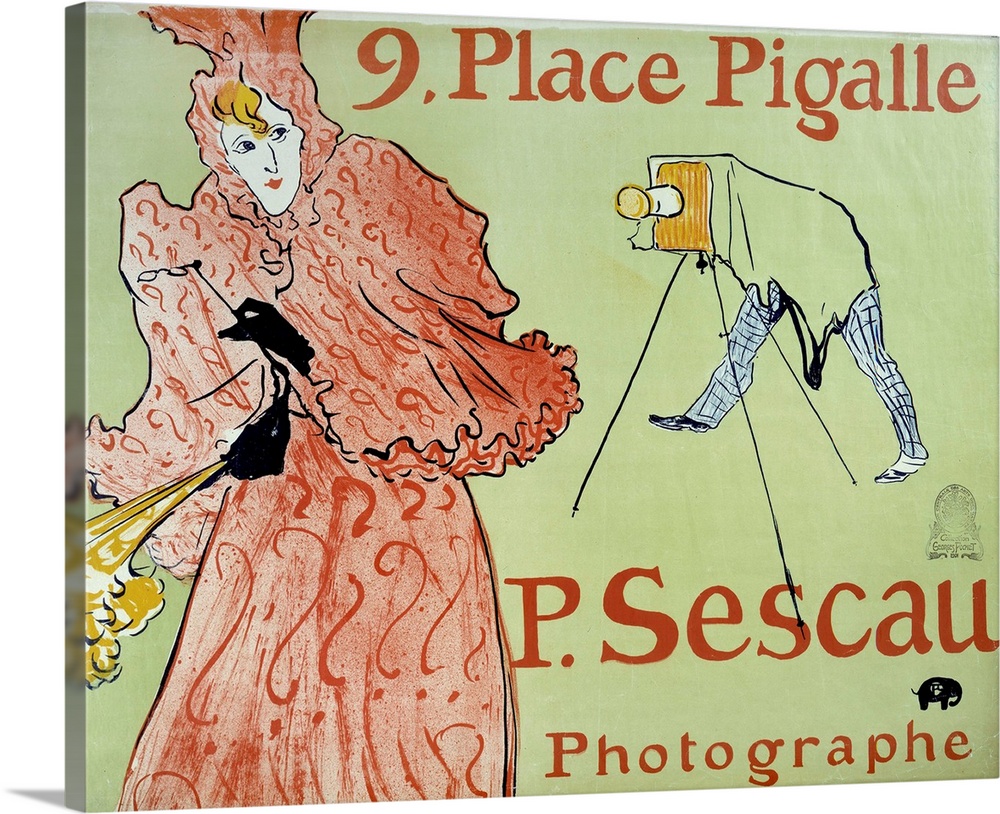 Advertisement for the photographer P. Sescau, 9 Place Pigalle, Montmartre. Poster created by Henri de Toulouse Lautrec (18...