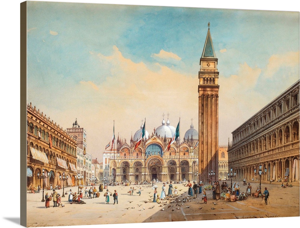 Friedrich Perlberg (German, 1848-1921), Piazza di San Marco, Venice, circa 1875. Watercolor, 55.5 x 74.5 cm. Private colle...