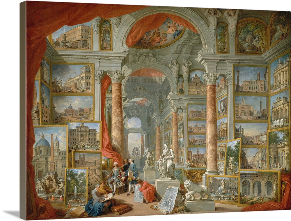 The Duc de Choiseul is depicted surrounded by sculptures by Michelangelo and Bernini, as well as painted views of Rome. 17...