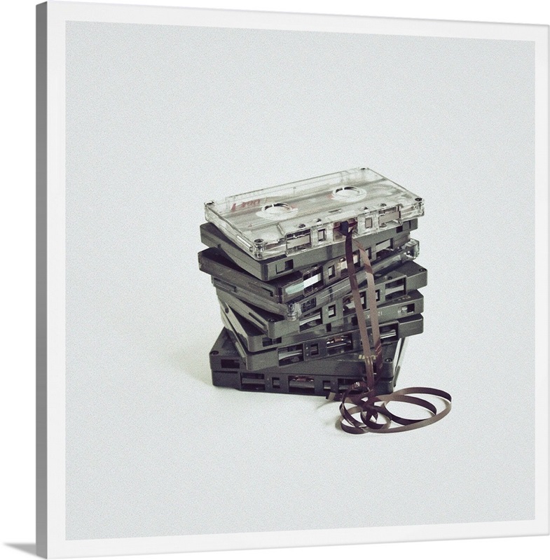 Pile of unwound cassette tapes Great Big Canvas