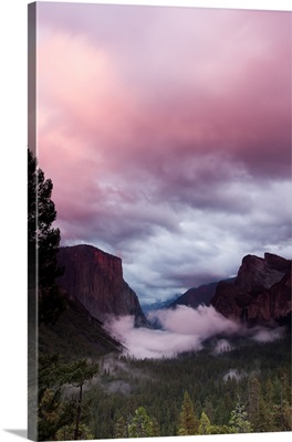 Pink Sky for sunset at Yosemite Valley