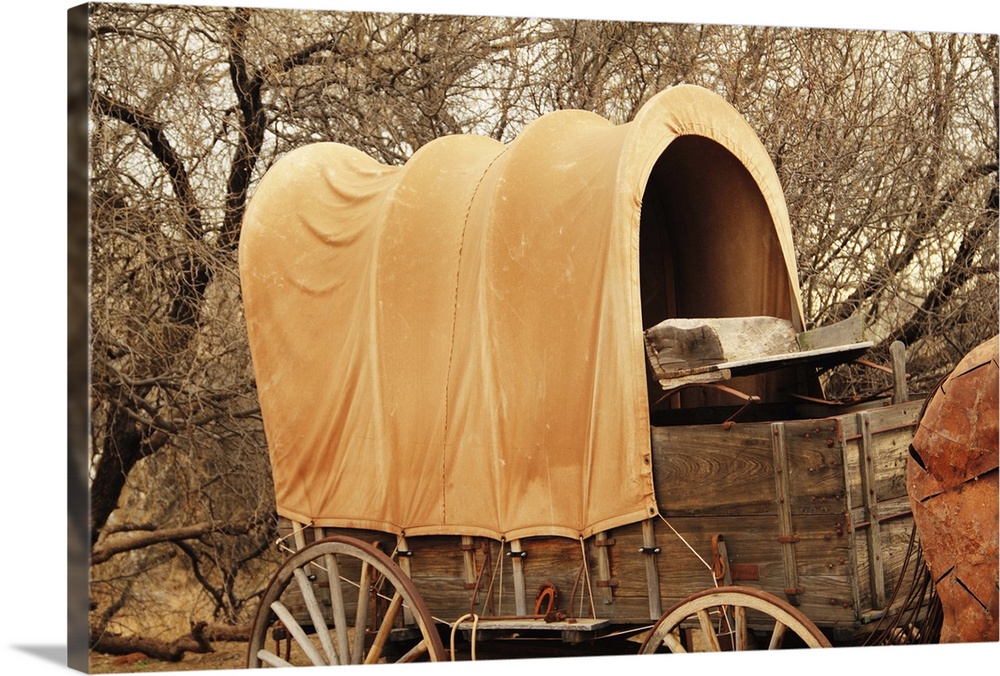 A vintage pioneer covered wagon.