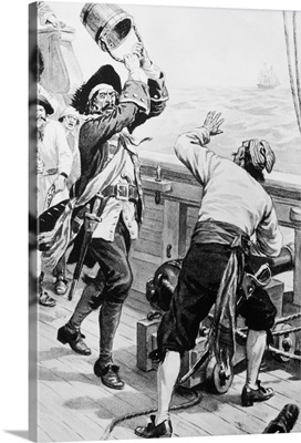 Pirate Kidd Swings Bucket at Crew Members