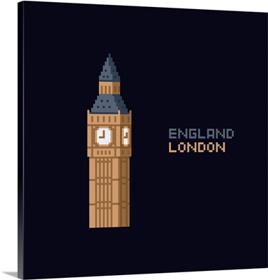 Pixel Art Of Big Ben Tower, London, England